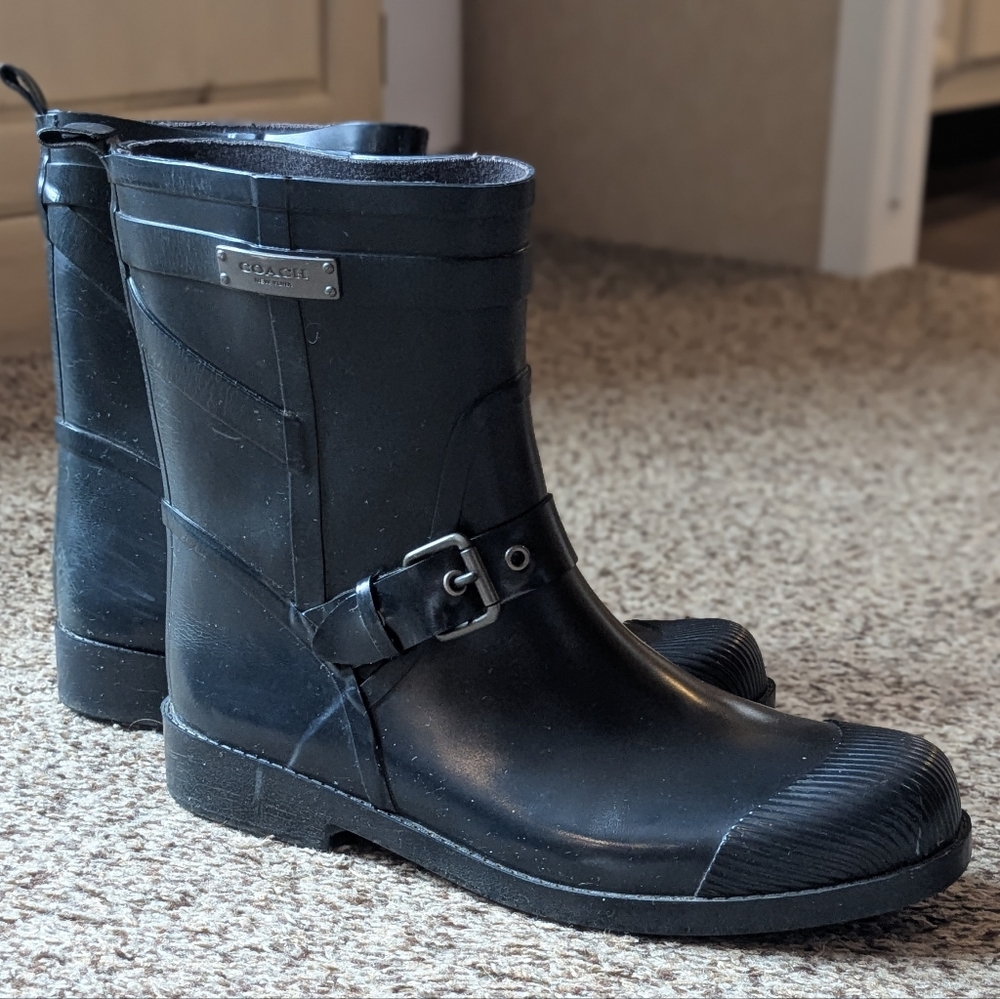 Coach Women's Navy Blue Rubber Rain Boots